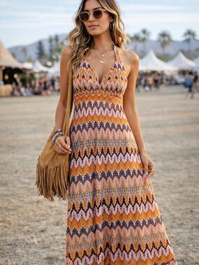 No Comment NY.LA Boho Halter Maxi Dress